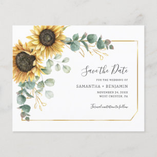 Budgeterad solros eukalyptus Greenery spara datum Flygblad