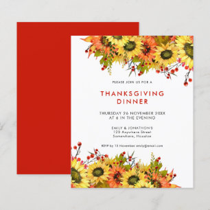 Budgeterad Solrosberrys Thanksgiving Middag Inbjud