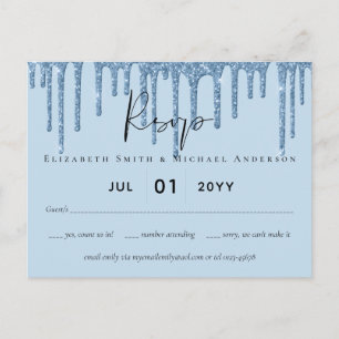 Budgeterad Söt Girly BLUE Glitter Bröllop OSA Vykort