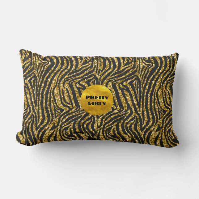 Budgeterad Söt Girly Faux Guld Glitter Foil Glam Lumbarkudde (Framsida)