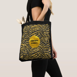 Budgeterad Söt Girly Faux Guld Glitter Foil Glam Tygkasse