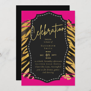 Budgeterad Söt Girly Sweet16 Guld Animal Print Inv Inbjudningar