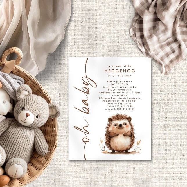 Budgeterad söt liten Hedgehog Oh Baby Shower Inbju (Skapare uppladdad)