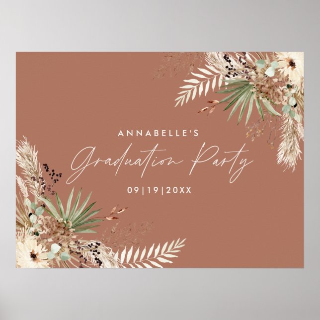 Budgeterad studenten pampas botaniska teracotta ch poster (Framsidan)