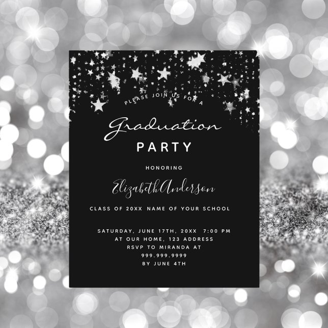 Budgeterad studentfest svarta vita stjärnor 2025 (Skapare uppladdad)