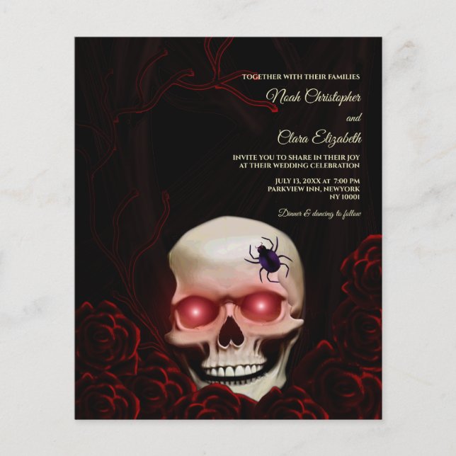 Budgeterad svart blommigt moody getskallhalloween (Framsida)