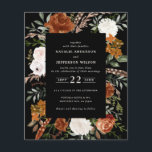 Budgeterad svart terracotta blommigt, rustik elega flygblad<br><div class="desc">Budgeterad inbjudan till blommigt med rustiska vattenfärger. Med vacker rost,  teracotta,   rosa,  svart och sage grönt pampas gräseucalyptus vattenfärgdetaljer. Den här moderna bröllopsinbjudan kommer säkert att sätta stil för din stora dag.</div>