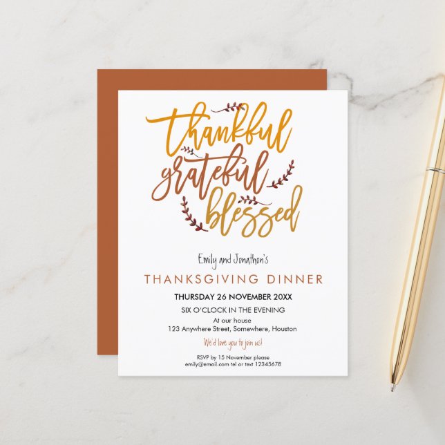 Budgeterad tacksam, tom Thanksgiving (Fram/Back In Situ)