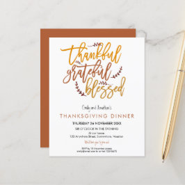 Budgeterad tacksam, tom Thanksgiving