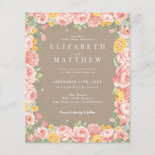 Budgeterad Taupe Boho Blommigt Wildblomfoto QR-kod Flygblad