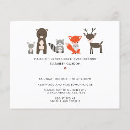 Budgeterad trädstödsmaskin Baby Shower Forest Anim