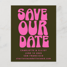 Budgeterad unik Groovy 70s Rosa Grönt Spara datum