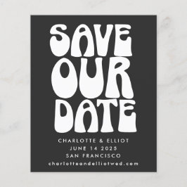 Budgeterad unik Groovy 70s svart vit Spara datum