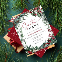 Budgeterad Vattenfärg jultomten Baby Shower