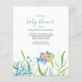 Budgeterad vattenfärgsbabyskor under havstemat