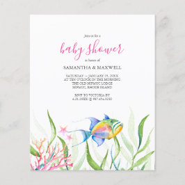 Budgeterad vattenfärgsbabyskor under havstemat