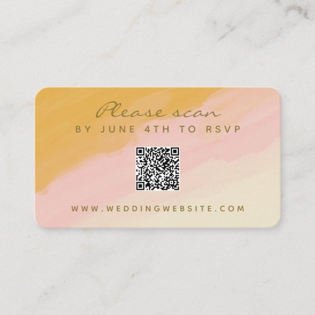 Budgeterad vattenfärgsRosa Gult QR-kod, OSA kort f (Framsida)