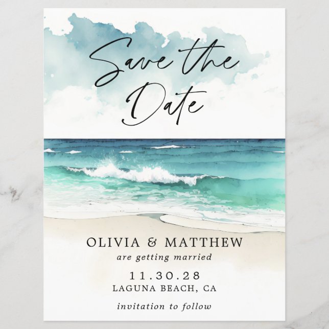 Budgeterad vattenfärgsruta Spara datum meddelande Reklamblad (Framsidan)