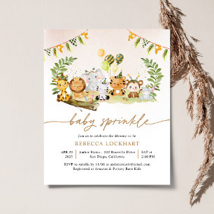 Budgeterad Vild Safari Girl Baby Sprinkle-inbjudan