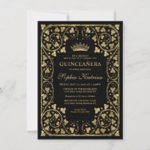 Budgeterad Vintage Glam Black Guld Tiara Quinceane