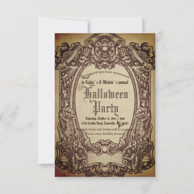 Budgeterad Vintage Viktorian Gothic Wicked Hallowe Inbjudningar (Framsida)