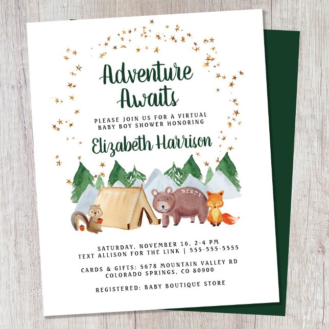Budgeterad Woodland Virtuell babyskare Inbjudan (Skapare uppladdad)