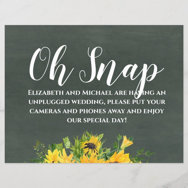 Budgeterade Bröllop opluggade Oh Snap Chalk-solblo (Framsida)