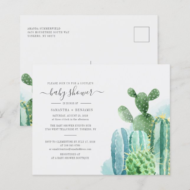 Budgeterade Cacti Plants Botanical Par Baby Shower (Fram/baksida)