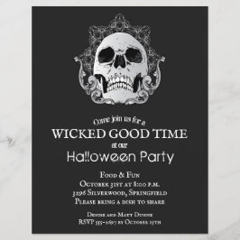 Budgeterade Gothic Skull Halloween-inbjudningar