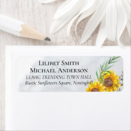 Budgeterade Oliv grönt solblommor i Bröllop Returadress Etikett