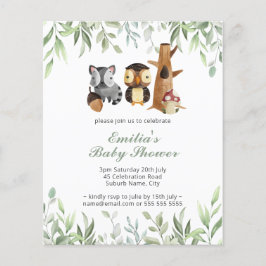 Budgeterade trädsdjur Greenery Baby Shower