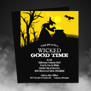 Budgeterade Wicked Witch Halloween-inbjudningar Flygblad