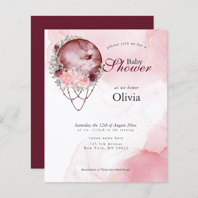 Budgeterat babyvisningsprogram - Rosa - fullständi (Fram/baksida)