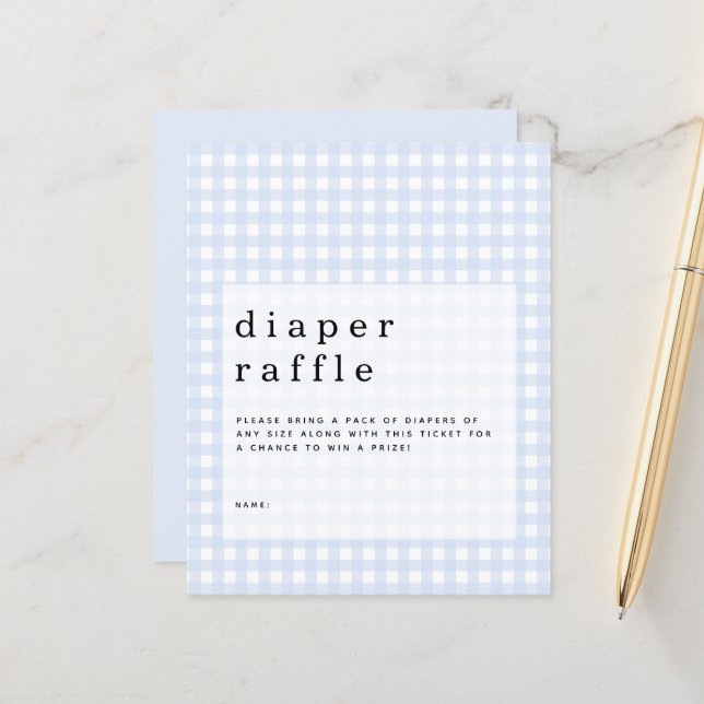 Budgeterat Blue Gingham Diaper Raffle-djurutrymme (Fram/Back In Situ)