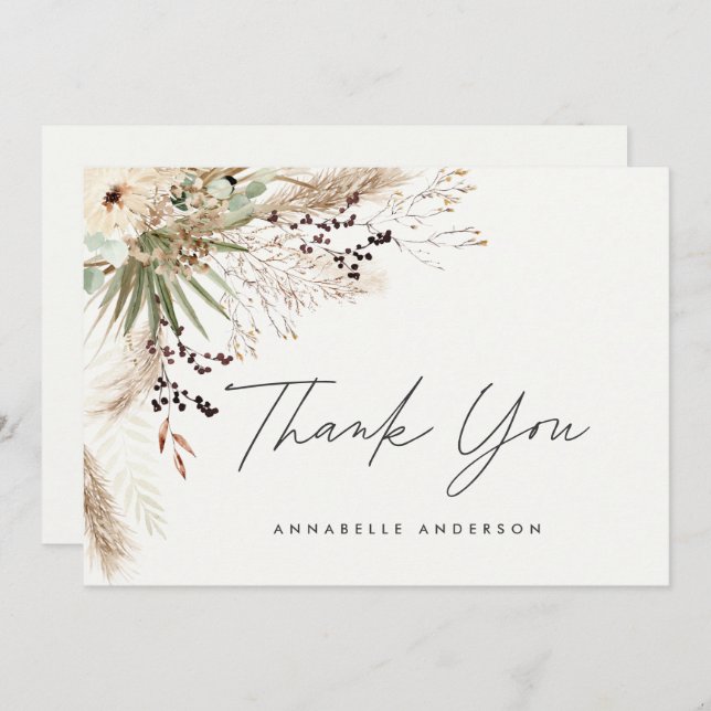 Budgeterat botaniskt enkelt tack från studenten, d inbjudningar (Fram/baksida)