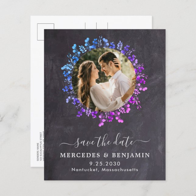 Budgeterat botaniskt eukalyptus QR Spara datumfoto (Fram/baksida)