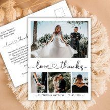Budgeterat Bröllop Tack 4-vykort för fotokollage
