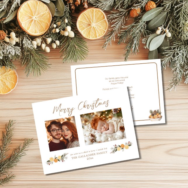 Budgeterat Citrus Hygge-julkort - platt Helgdag (Skapare uppladdad)