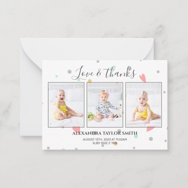 Budgeterat delikerat foto Baby - tackkort Anteckningskort (Framsida)