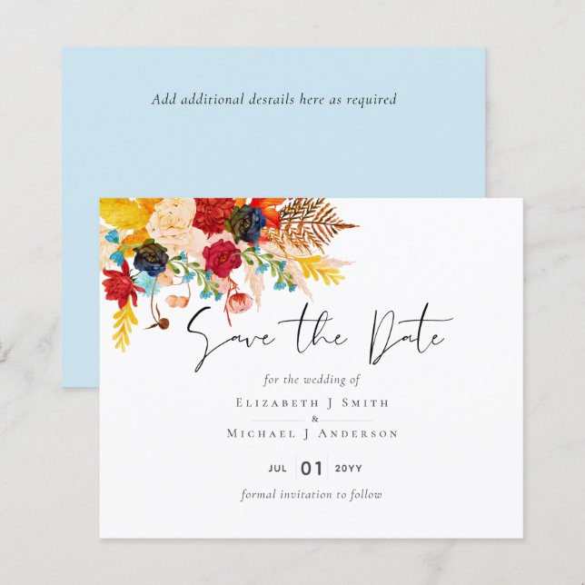 Budgeterat djupt rött blåaktigt kanel Spara datum (Fram/baksida)