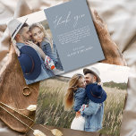 Budgeterat Dusty Blue Bröllop Photo Tackto You Car<br><div class="desc">Öka tacksamheten med vår elegant tack vare att du har kort med ett modernt skript och ett bröllop-favoritfoto. Dessa kort erbjuder en snyggt och en minimalistisk utformning som perfekt kompletterar alla bröllop estetiska produkter. Anpassa dem med ett hjärtligt uppskattande budskap för att framföra ert tack till vänner och familj för...</div>