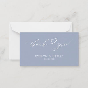 Budgeterat Dusty Blue Script Bröllop - tackkort Anteckningskort