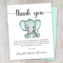 Budgeterat elefant Baby Shower - tackkort