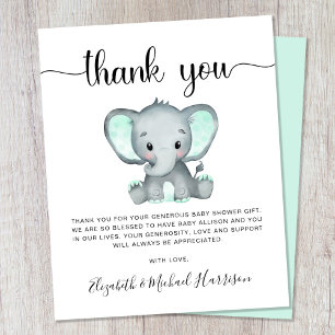 Budgeterat elefant Baby Shower - tackkort