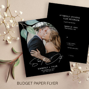 Budgeterat enkelt foto elegant bröllop spara datum flygblad