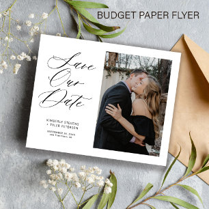 Budgeterat enkelt foto elegant bröllop spara datum flygblad
