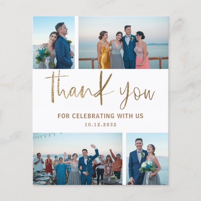 Budgeterat enkelt fotokollage Tack Bröllop (Framsida)