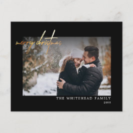 Budgeterat enkelt Guld God jul-svarta kort Flygblad