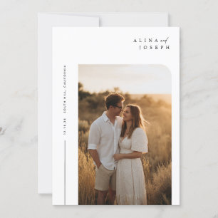 Budgeterat enkelt minimalistiskt Boho Photo Bröllo Inbjudningar