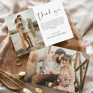 Budgeterat enkelt Photo Bröllop Elegant - tackkort